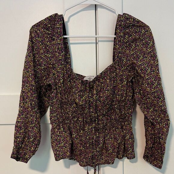 J. Crew Multicolor Floral Puff Sleeve Blouse - Picture 2 of 5